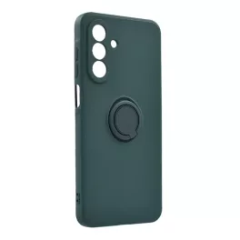   Szilikon telefonvédő (tartógyűrű, mikrofiber plüss belső, mágneses, kameravédő) SÖTÉTZÖLD