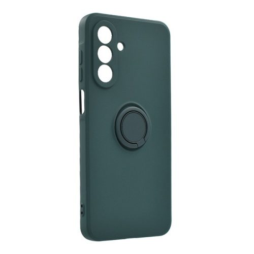 Szilikon telefonvédő (tartógyűrű, mikrofiber plüss belső, mágneses, kameravédő) SÖTÉTZÖLD
