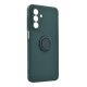 Szilikon telefonvédő (tartógyűrű, mikrofiber plüss belső, mágneses, kameravédő) SÖTÉTZÖLD