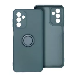   Szilikon telefonvédő (tartógyűrű, mikrofiber plüss belső, mágneses, kameravédő) SÖTÉTZÖLD