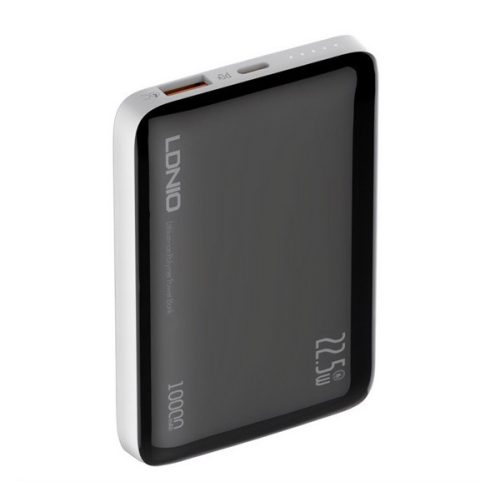 LDNIO vésztöltő USB+Type-C aljzat (10000mAh, 22.5W, 3A, PD gyorstöltő, LED jelzés) FEKETE