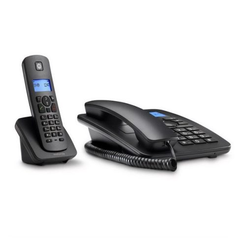 MOTOROLA C4201 COMBO telefon készülék csomag (vezetékes + vezeték nélküli, kijelző, DECT) FEKETE