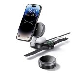 USAMS asztali töltő 3in1 (15W, wireless, gyorstöltő, Airpods, Apple Watch töltő) FEKETE