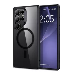   ESR CH HALOLOCK szilikon telefonvédő (ütésállóság, légpárnás sarok, átlátszó hátlap, MagSafe) FEKETE