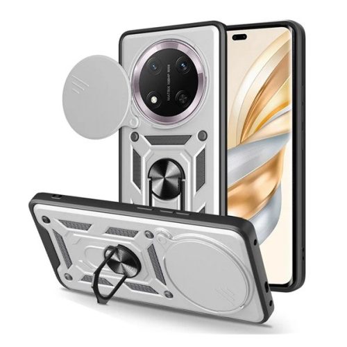Defender szilikon telefonvédő (ütésállóság, tartógyűrű, kameravédő) EZÜST