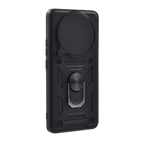 Defender szilikon telefonvédő (ütésállóság, tartógyűrű, kameravédő) FEKETE