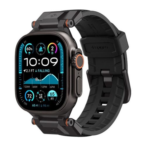 SPIGEN DURAPRO ARMOR pótszíj (egyedi méret, nagy, szilikon, állítható, fém csat) FEKETE