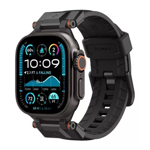 SPIGEN DURAPRO ARMOR pótszíj (egyedi méret, nagy, szilikon, állítható, fém csat) FEKETE