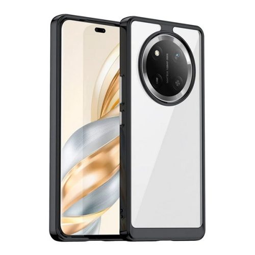 Szilikon telefonvédő (ütésállóság, átlátszó hátlap) FEKETE