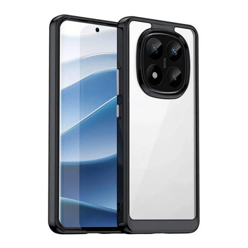 Szilikon telefonvédő (ütésállóság, átlátszó hátlap) FEKETE