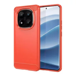   Szilikon telefonvédő (ütésállóság, légpárnás sarok, szálcsiszolt, karbon minta) PIROS
