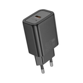   HOCO N63 hálózati töltő USB+Type-C aljzat (30W, 3A, PD gyorstöltő 3.0) FEKETE
