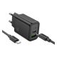 HOCO N63 hálózati töltő USB+Type-C aljzat (30W, PD gyorstöltő 3.0 + Type-C kábel) FEKETE