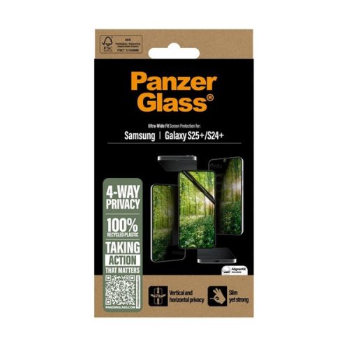 PANZERGLASS ECO MATRIX 4-WAY képernyővédő üveg (flexibilis, matt, betekintés védelem + segédkeret) ÁTLÁTSZÓ