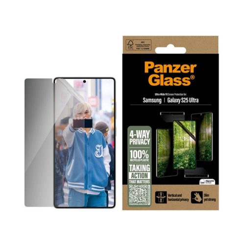 PANZERGLASS ECO MATRIX 4-WAY képernyővédő üveg (flexibilis, betekintés védelem + segédkeret) ÁTLÁTSZÓ