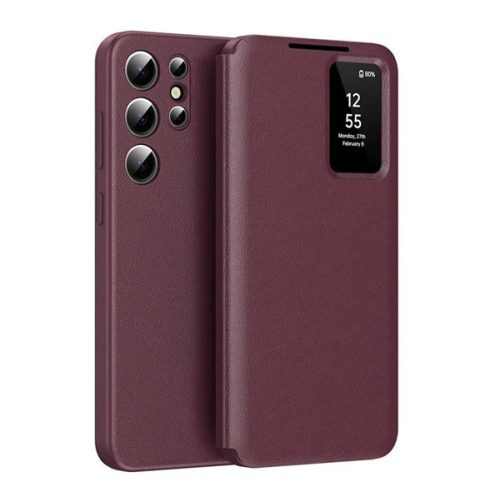 Tok álló (aktív FLIP, oldalra nyíló, Smart View Cover) BORDÓ