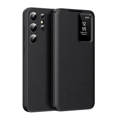 Tok álló (aktív FLIP, oldalra nyíló, Smart View Cover) FEKETE