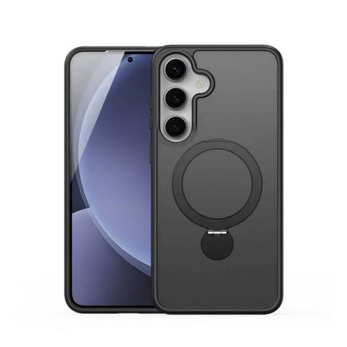 DUX DUCIS YIND szilikon telefonvédő (ütésállóság, kameravédő, matt, MagSafe, kitámasztó) FEKETE