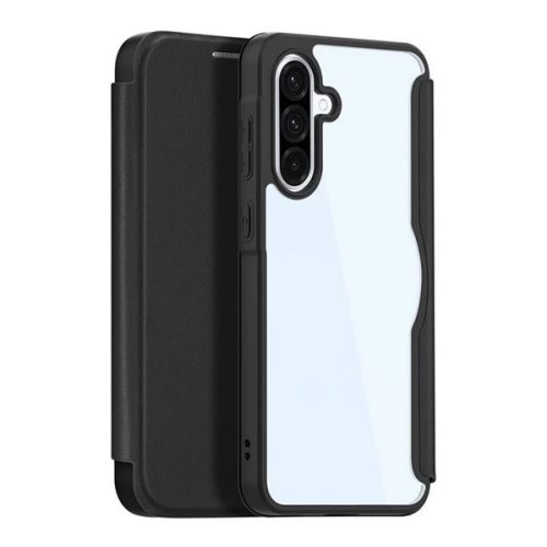 DUX DUCIS SKIN X PRO tok álló, bőr hatású (FLIP, oldalra nyíló, RFID, MagSafe) FEKETE