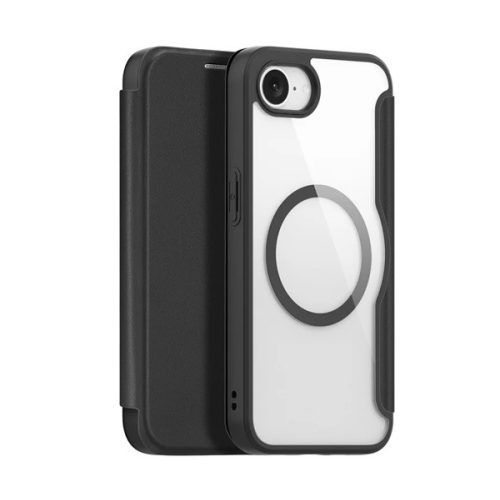 DUX DUCIS SKIN X PRO tok álló, bőr hatású (FLIP, oldalra nyíló, RFID, MagSafe) FEKETE