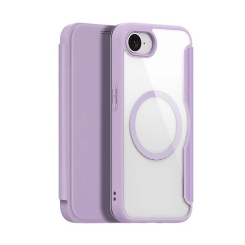 DUX DUCIS SKIN X PRO tok álló, bőr hatású (FLIP, oldalra nyíló, RFID, MagSafe) LILA