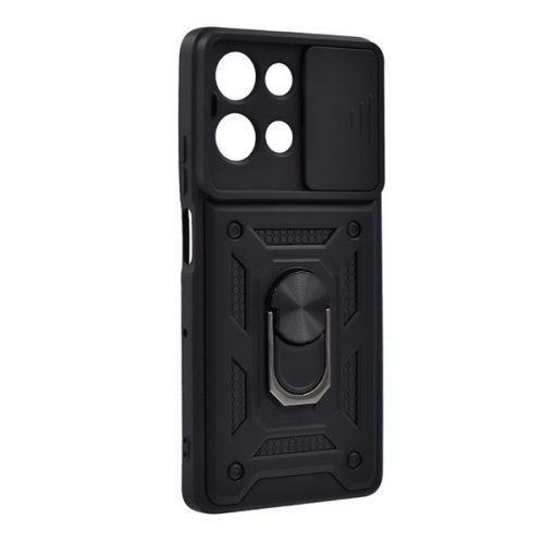 Defender szilikon telefonvédő (ütésállóság, tartógyűrű, kameravédő) FEKETE