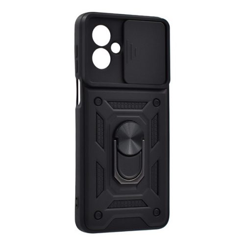Defender szilikon telefonvédő (ütésállóság, tartógyűrű, kameravédő) FEKETE