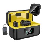 HOCO L17 bluetooth mikrofon 2db (Type-C, lightning, LAVALIER csíptethető, zajszűrő + töltőtok) FEKETE