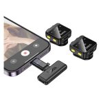 HOCO L17 bluetooth mikrofon 2db (Type-C, lightning, LAVALIER csíptethető, zajszűrő + töltőtok) FEKETE