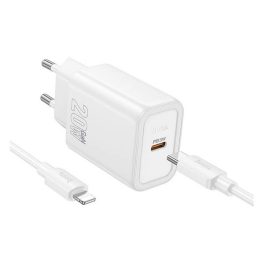 HOCO N60 hálózati töltő Type-C aljzat (20W, PD gyorstöltő 3.0 + lightning kábel) FEHÉR   HOCO N60 hálózati töltő Type-C aljzat (20W, PD gyorstöltő 3.0 + lightning kábel) FEHÉR