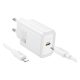 HOCO N60 hálózati töltő Type-C aljzat (20W, PD gyorstöltő 3.0 + lightning kábel) FEHÉR