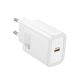 HOCO N60 hálózati töltő Type-C aljzat (20W, PD gyorstöltő 3.0) FEHÉR