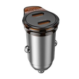   HOCO NZ16B autós töltő 2 Type-C aljzat (45W, PD gyorstöltő 3.0) SÖTÉTSZÜRKE