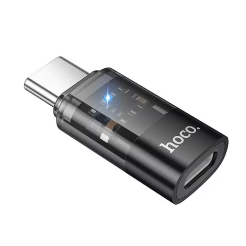 HOCO UA36D adapter (lightning aljzat - Type-C, adatátvitel és töltés, OTG) FEKETE