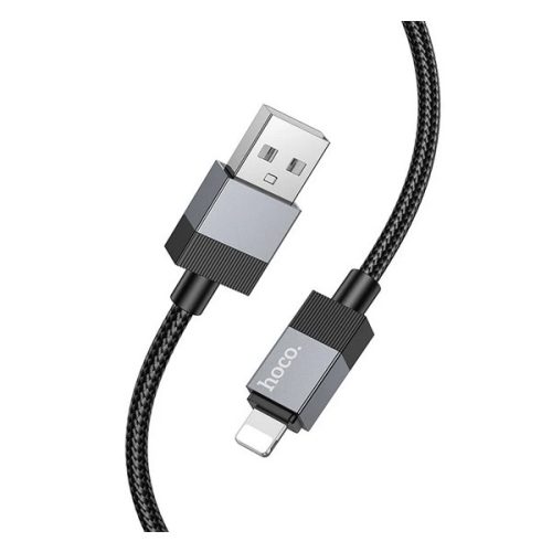 HOCO X110 adatkábel (USB - lightning, 2.4A, gyorstöltő, 100cm, cipőfűző) FEKETE