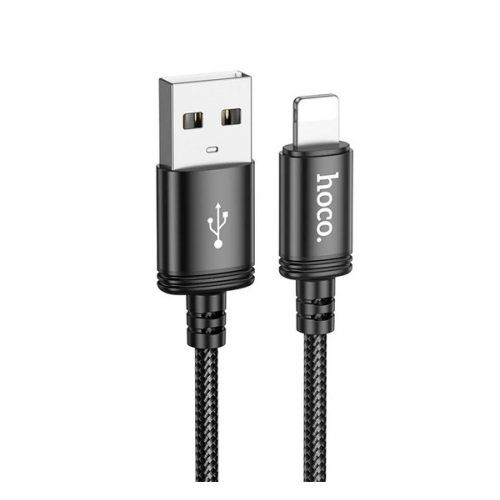 HOCO X89 adatkábel (USB - lightning, 2.4A, gyorstöltő, 200cm, cipőfűző) FEKETE