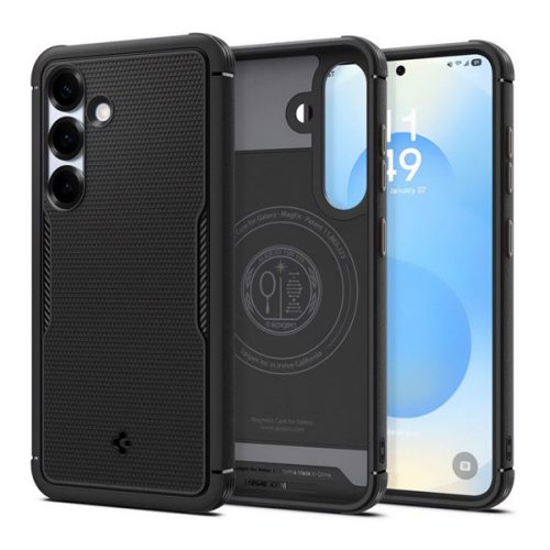 SPIGEN CORE ARMOR MAG szilikon telefonvédő (ütésállóság, kameravédő, érdes felület, MagSafe) FEKETE