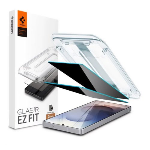 SPIGEN EZ FIT HD képernyővédő üveg 2db (2.5D, betekintés védelem, 0.2mm, 9H + segédkeret) ÁTLÁTSZÓ
