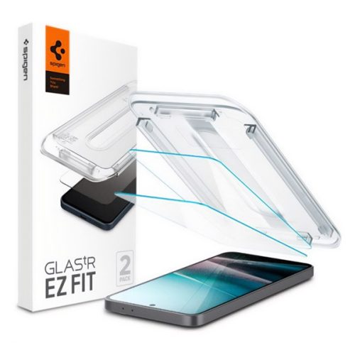 SPIGEN EZ FIT HD képernyővédő üveg 2db (2.5D, tokbarát, ultravékony, 0.2mm, 9H + segédkeret) ÁTLÁTSZÓ