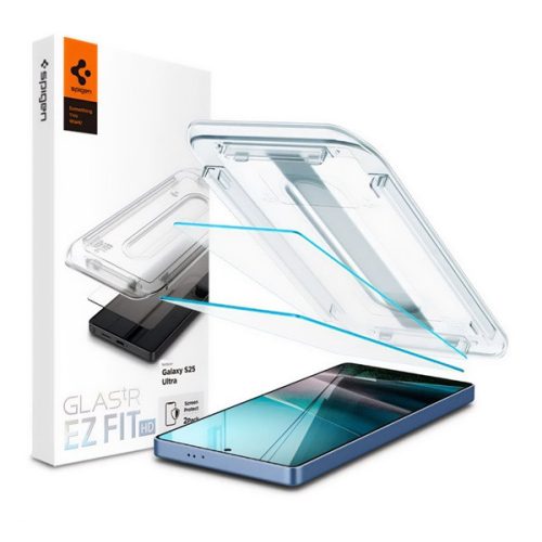 SPIGEN EZ FIT HD képernyővédő üveg 2db (2.5D, tokbarát, ultravékony, 0.2mm, 9H + segédkeret) ÁTLÁTSZÓ