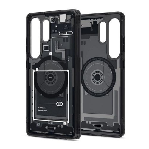 SPIGEN ULTRA HYBRID ZERO ONE műanyag telefonvédő (ütésállóság, légpárnás keret, MagSafe) FEKETE