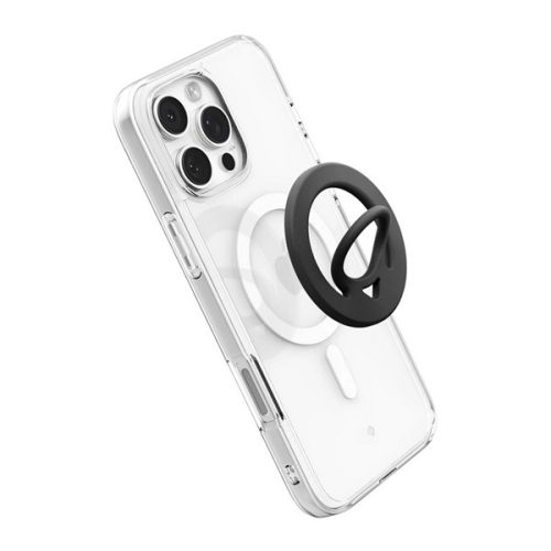 SPIGEN DUAL POP tartógyűrű (szilikon, mágneses, telefon tartó, kitámasztó, MagSafe) FEKETE