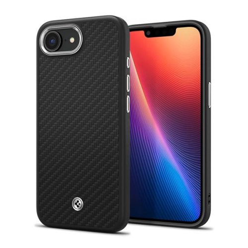 SPIGEN ENZO ARAMID műanyag telefonvédő (Magsafe, karbon minta) FEKETE