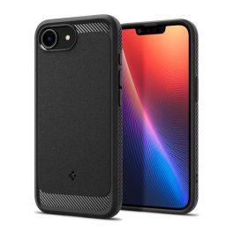 SPIGEN RUGGED ARMOR szilikon telefonvédő (ütésállóság, légpárnás sarok, karbon minta, MagSafe) FEKETE   SPIGEN RUGGED ARMOR szilikon telefonvédő (ütésállóság, légpárnás sarok, karbon minta, MagSafe) FEKETE