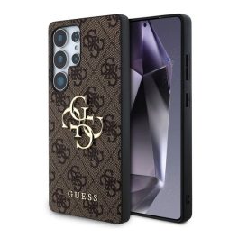   GUESS 4G BIG LOGO szilikon telefonvédő (ütésállóság, bőr hatású hátlap) SÖTÉTBARNA