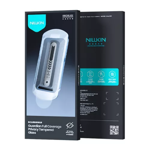 NILLKIN GUARDIAN képernyővédő üveg (2.5D, full glue, betekintés ellen, 0.33mm, 9H + segédkeret) FEKETE