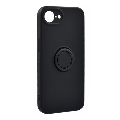 Szilikon telefonvédő (tartógyűrű, mikrofiber plüss belső, mágneses, kameravédő) FEKETE