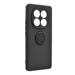   Szilikon telefonvédő (tartógyűrű, mikrofiber plüss belső, mágneses, kameravédő) FEKETE