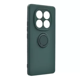   Szilikon telefonvédő (tartógyűrű, mikrofiber plüss belső, mágneses, kameravédő) SÖTÉTZÖLD