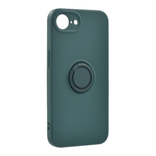 Szilikon telefonvédő (tartógyűrű, mikrofiber plüss belső, mágneses, kameravédő) SÖTÉTZÖLD